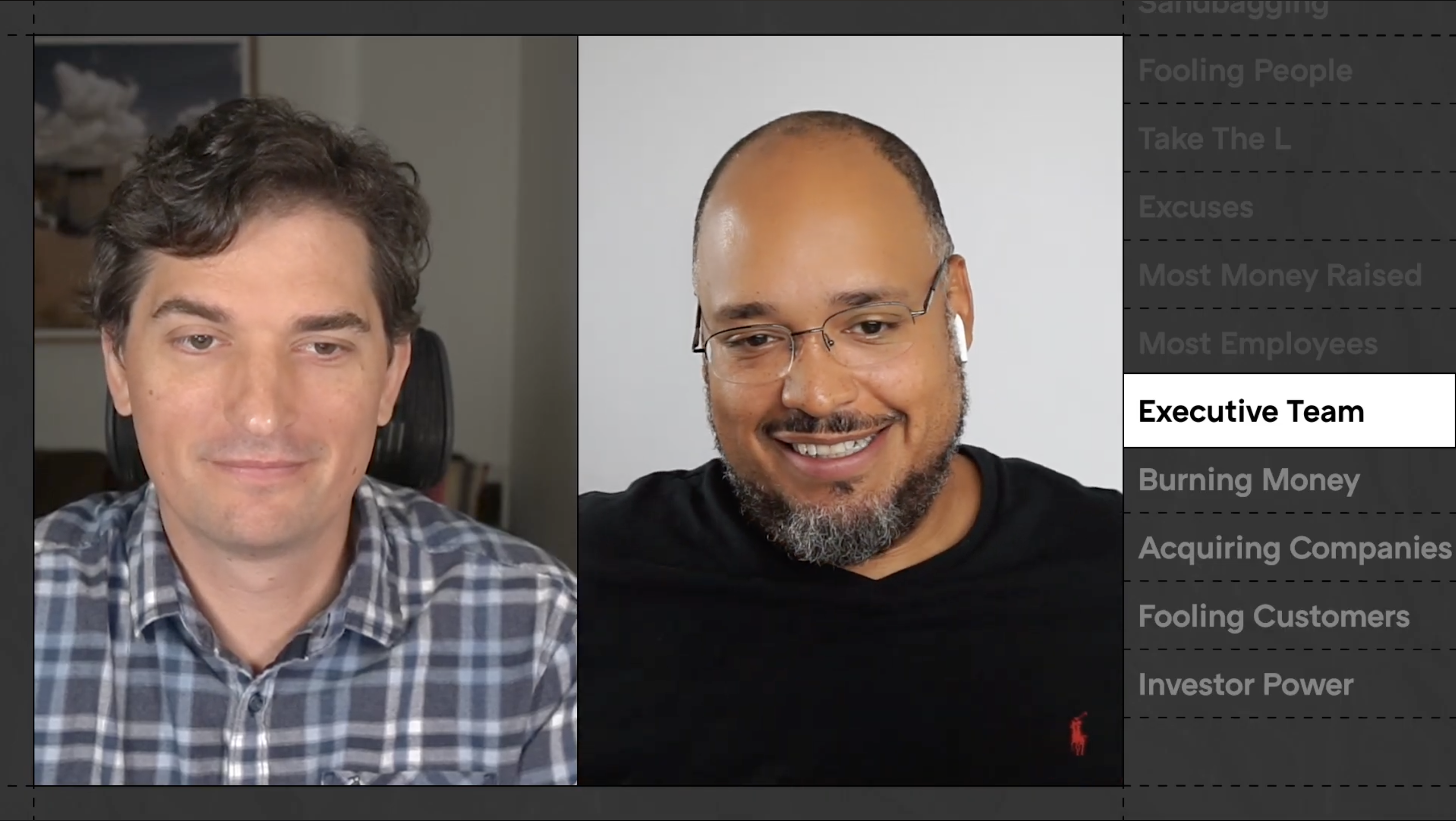 YC video showing section sidebar in the right panel